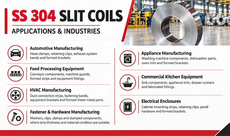 Types of SS 304 Slit Coils – Hot Rolled, Cold Rolled, 2B Finish and BA Finish