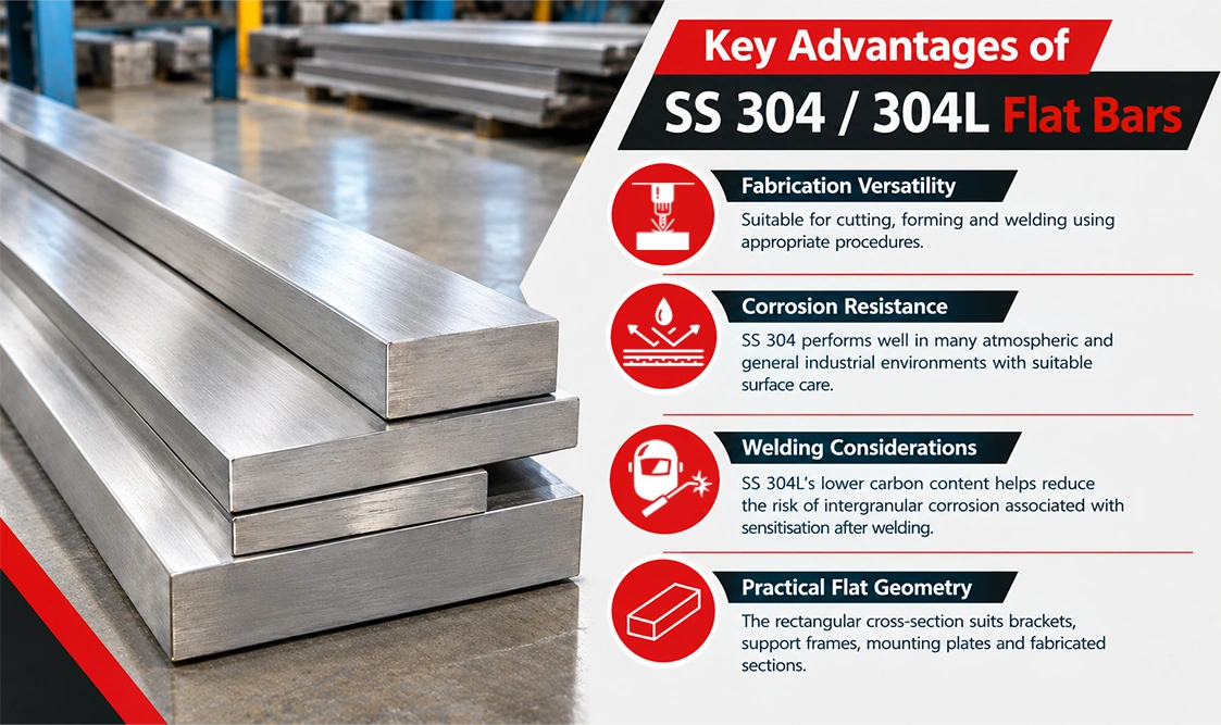 SS 304 / 304L Flat Bars Chemical Composition and Mechanical Properties